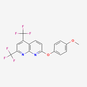 molecular formula C17H10F6N2O2 B2549292 7-(4-甲氧基苯氧基)-2,4-双(三氟甲基)-1,8-萘啶 CAS No. 477852-32-7