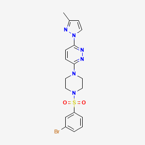 molecular formula C18H19BrN6O2S B2549304 3-(4-((3-溴苯基)磺酰基)哌嗪-1-基)-6-(3-甲基-1H-吡唑-1-基)吡哒嗪 CAS No. 1013819-34-5