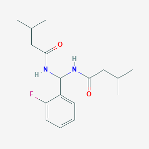 molecular formula C17H25FN2O2 B254931 N,N'-[(2-fluorophenyl)methanediyl]bis(3-methylbutanamide) 
