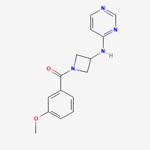 molecular formula C15H16N4O2 B2549310 N-[1-(3-メトキシベンゾイル)アゼチジン-3-イル]ピリミジン-4-アミン CAS No. 2097918-10-8