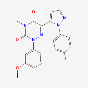 molecular formula C21H19N5O3 B2549311 2-(3-甲氧基苯基)-4-甲基-6-(1-(4-甲基苯基)-1H-吡唑-5-基)-1,2,4-三嗪-3,5(2H,4h)-二酮 CAS No. 321538-35-6