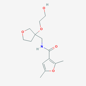 molecular formula C14H21NO5 B2549322 N-((3-(2-hydroxyethoxy)tetrahydrofuran-3-yl)methyl)-2,5-dimethylfuran-3-carboxamide CAS No. 2309735-58-6