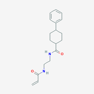 molecular formula C18H24N2O2 B2549343 4-Phenyl-N-[2-(prop-2-enoylamino)ethyl]cyclohexane-1-carboxamide CAS No. 2200773-71-1