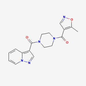 molecular formula C17H17N5O3 B2549347 (5-Methylisoxazol-4-yl)(4-(pyrazolo[1,5-a]pyridine-3-carbonyl)piperazin-1-yl)methanone CAS No. 1798041-22-1