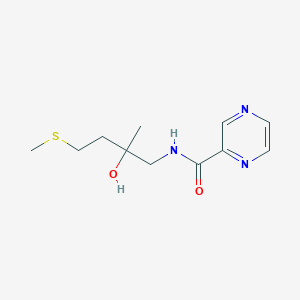 molecular formula C11H17N3O2S B2549355 N-(2-ヒドロキシ-2-メチル-4-(メチルチオ)ブチル)ピラジン-2-カルボキサミド CAS No. 1396790-55-8