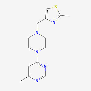 molecular formula C14H19N5S B2549384 2-Methyl-4-[[4-(6-methylpyrimidin-4-yl)piperazin-1-yl]methyl]-1,3-thiazole CAS No. 2380097-10-7