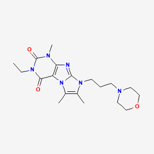 molecular formula C19H28N6O3 B2549389 3-ethyl-1,6,7-trimethyl-8-(3-morpholinopropyl)-1H-imidazo[2,1-f]purine-2,4(3H,8H)-dione CAS No. 919041-65-9