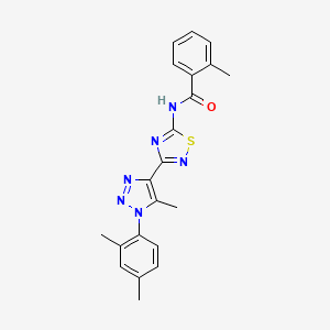 molecular formula C21H20N6OS B2549394 N-{3-[1-(2,4-二甲苯基)-5-甲基-1H-1,2,3-三唑-4-基]-1,2,4-噻二唑-5-基}-2-甲基苯甲酰胺 CAS No. 932537-41-2