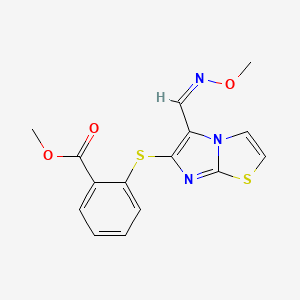 molecular formula C15H13N3O3S2 B2549398 methyl 2-({5-[(1Z)-(methoxyimino)methyl]imidazo[2,1-b][1,3]thiazol-6-yl}sulfanyl)benzoate CAS No. 338976-20-8