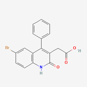 molecular formula C17H12BrNO3 B2549405 2-(6-Bromo-2-hydroxy-4-phenylquinolin-3-yl)acetic acid CAS No. 65418-09-9