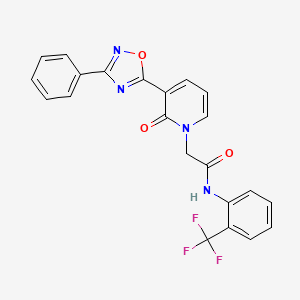 molecular formula C22H15F3N4O3 B2549413 2-[2-oxo-3-(3-phenyl-1,2,4-oxadiazol-5-yl)pyridin-1(2H)-yl]-N-[2-(trifluoromethyl)phenyl]acetamide CAS No. 1105250-12-1