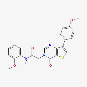 molecular formula C22H19N3O4S B2549423 N-(2-methoxyphenyl)-2-[7-(4-methoxyphenyl)-4-oxo-3H,4H-thieno[3,2-d]pyrimidin-3-yl]acetamide CAS No. 1207026-10-5