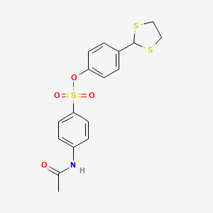 molecular formula C17H17NO4S3 B2549429 4-(1,3-Dithiolan-2-yl)phenyl 4-(acetylamino)benzenesulfonate CAS No. 331460-86-7