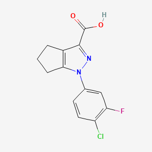 molecular formula C13H10ClFN2O2 B2549440 1-(4-chloro-3-fluorophenyl)-1H,4H,5H,6H-cyclopenta[c]pyrazole-3-carboxylic acid CAS No. 1275532-60-9