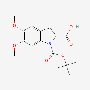 molecular formula C16H21NO6 B2549445 1-(叔丁氧羰基)-5,6-二甲氧基吲哚啉-2-羧酸 CAS No. 2126160-23-2
