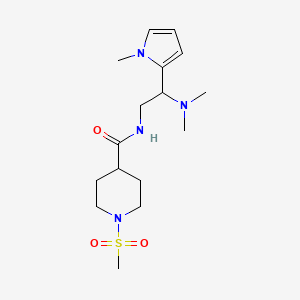 molecular formula C16H28N4O3S B2549453 N-(2-(dimethylamino)-2-(1-methyl-1H-pyrrol-2-yl)ethyl)-1-(methylsulfonyl)piperidine-4-carboxamide CAS No. 1211669-41-8