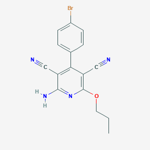 molecular formula C16H13BrN4O B254947 2-Amino-4-(4-bromophenyl)-6-propoxy-3,5-pyridinedicarbonitrile 