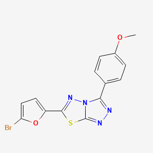 molecular formula C14H9BrN4O2S B2549492 6-(5-Bromofuran-2-yl)-3-(4-methoxyphenyl)-[1,2,4]triazolo[3,4-b][1,3,4]thiadiazole CAS No. 537017-19-9