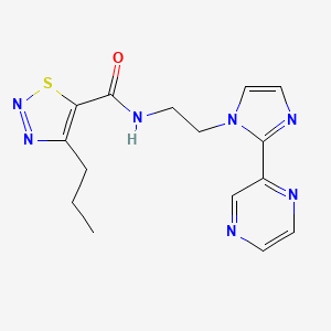 molecular formula C15H17N7OS B2549495 4-propyl-N-(2-(2-(pyrazin-2-yl)-1H-imidazol-1-yl)ethyl)-1,2,3-thiadiazole-5-carboxamide CAS No. 2034509-16-3