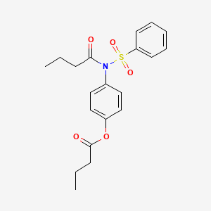 molecular formula C20H23NO5S B2549526 Butyric acid 4-(benzenesulfonyl-butyryl-amino)-phenyl ester CAS No. 301313-55-3