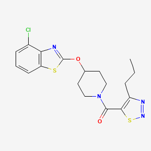 molecular formula C18H19ClN4O2S2 B2549532 (4-((4-Chlorobenzo[d]thiazol-2-yl)oxy)piperidin-1-yl)(4-propyl-1,2,3-thiadiazol-5-yl)methanone CAS No. 1286724-76-2
