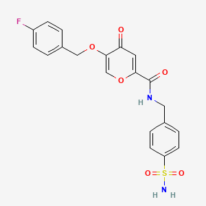 molecular formula C20H17FN2O6S B2549536 5-((4-fluorobenzyl)oxy)-4-oxo-N-(4-sulfamoylbenzyl)-4H-pyran-2-carboxamide CAS No. 1021134-94-0