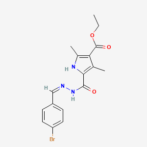 molecular formula C17H18BrN3O3 B2549558 (Z)-ethyl 5-(2-(4-bromobenzylidene)hydrazinecarbonyl)-2,4-dimethyl-1H-pyrrole-3-carboxylate CAS No. 865615-06-1