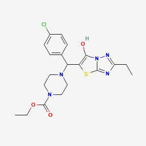 molecular formula C20H24ClN5O3S B2549568 4-((4-氯苯基)(2-乙基-6-羟基噻唑并[3,2-b][1,2,4]三唑-5-基)甲基)哌嗪-1-羧酸乙酯 CAS No. 898366-97-7