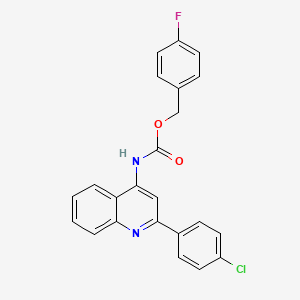 molecular formula C23H16ClFN2O2 B2549569 (4-fluorophenyl)methyl N-[2-(4-chlorophenyl)quinolin-4-yl]carbamate CAS No. 338401-43-7