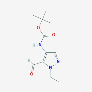 molecular formula C11H17N3O3 B2549571 叔丁基（1-乙基-5-甲酰基-1H-吡唑-4-基）氨基甲酸酯 CAS No. 2168236-42-6
