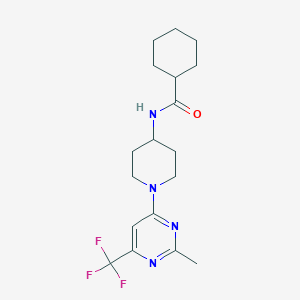 molecular formula C18H25F3N4O B2549592 N-{1-[2-甲基-6-(三氟甲基)嘧啶-4-基]哌啶-4-基}环己烷甲酰胺 CAS No. 1775492-60-8