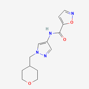 molecular formula C13H16N4O3 B2549611 N-(1-((tetrahydro-2H-pyran-4-yl)methyl)-1H-pyrazol-4-yl)isoxazole-5-carboxamide CAS No. 1706273-84-8
