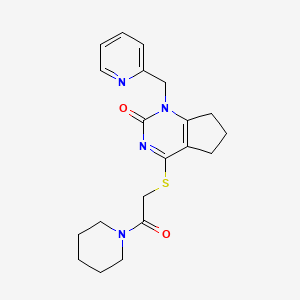 molecular formula C20H24N4O2S B2549632 4-((2-oxo-2-(piperidin-1-yl)ethyl)thio)-1-(pyridin-2-ylmethyl)-6,7-dihydro-1H-cyclopenta[d]pyrimidin-2(5H)-one CAS No. 899747-67-2
