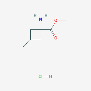 molecular formula C7H14ClNO2 B2549633 Methyl 1-amino-3-methylcyclobutane-1-carboxylate hydrochloride CAS No. 2344678-10-8