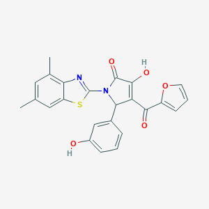 molecular formula C24H18N2O5S B254965 1-(4,6-Dimethyl-benzothiazol-2-yl)-4-(furan-2-carbonyl)-3-hydroxy-5-(3-hydroxy-phenyl)-1,5-dihydro-pyrrol-2-one 