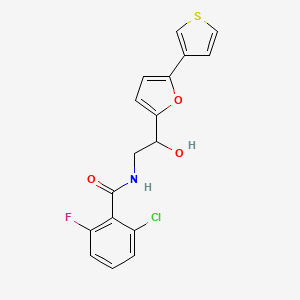 B2549650 2-chloro-6-fluoro-N-(2-hydroxy-2-(5-(thiophen-3-yl)furan-2-yl)ethyl)benzamide CAS No. 2034251-77-7