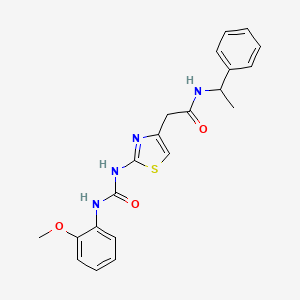 molecular formula C21H22N4O3S B2549651 2-(2-(3-(2-甲氧苯基)脲基)噻唑-4-基)-N-(1-苯乙基)乙酰胺 CAS No. 946251-28-1
