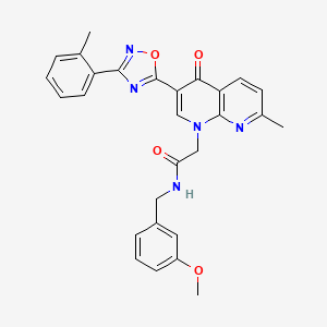 molecular formula C28H25N5O4 B2549655 N-(3-甲氧基苄基)-2-(7-甲基-4-氧代-3-(3-(邻甲苯基)-1,2,4-恶二唑-5-基)-1,8-萘啶-1(4H)-基)乙酰胺 CAS No. 1032001-48-1