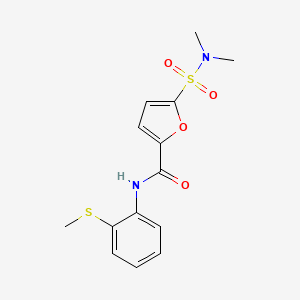 molecular formula C14H16N2O4S2 B2549665 5-(N,N-二甲基磺酰氨基)-N-(2-(甲硫基)苯基)呋喃-2-甲酰胺 CAS No. 1172738-62-3