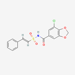 B2549667 7-chloro-N-[(E)-2-phenylethenyl]sulfonyl-1,3-benzodioxole-5-carboxamide CAS No. 1259235-63-6