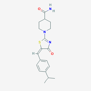 molecular formula C19H23N3O2S B254967 1-[5-(4-Isopropylbenzylidene)-4-oxo-4,5-dihydro-1,3-thiazol-2-yl]-4-piperidinecarboxamide 