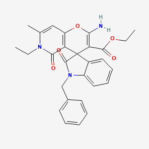 B2549673 Ethyl 2'-amino-1-benzyl-6'-ethyl-7'-methyl-2,5'-dioxo-5',6'-dihydrospiro[indoline-3,4'-pyrano[3,2-c]pyridine]-3'-carboxylate CAS No. 886176-13-2