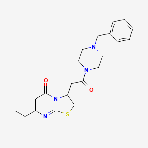 B2549677 3-(2-(4-benzylpiperazin-1-yl)-2-oxoethyl)-7-isopropyl-2H-thiazolo[3,2-a]pyrimidin-5(3H)-one CAS No. 952996-54-2