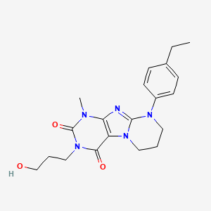 molecular formula C20H25N5O3 B2549687 9-(4-ethylphenyl)-3-(3-hydroxypropyl)-1-methyl-7,8-dihydro-6H-purino[7,8-a]pyrimidine-2,4-dione CAS No. 847339-39-3