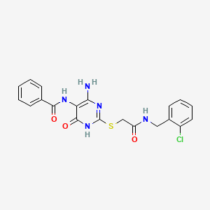 B2549688 N-(4-amino-2-((2-((2-chlorobenzyl)amino)-2-oxoethyl)thio)-6-oxo-1,6-dihydropyrimidin-5-yl)benzamide CAS No. 872597-04-1