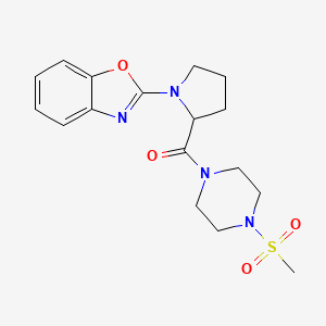 molecular formula C17H22N4O4S B2549701 (1-(Benzo[d]oxazol-2-yl)pyrrolidin-2-yl)(4-(methylsulfonyl)piperazin-1-yl)methanone CAS No. 1796903-55-3