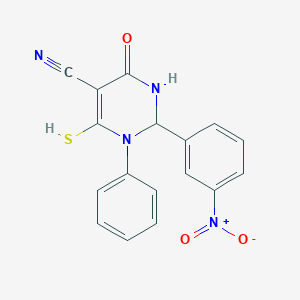 molecular formula C17H12N4O3S B254971 4-Hydroxy-2-(3-nitrophenyl)-1-phenyl-6-sulfanyl-1,2-dihydropyrimidine-5-carbonitrile 