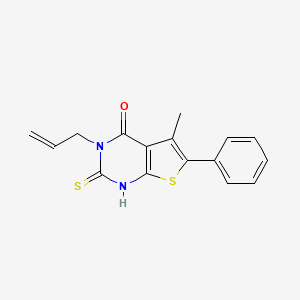 molecular formula C16H14N2OS2 B2549714 5-methyl-6-phenyl-3-(prop-2-en-1-yl)-2-sulfanyl-3H,4H-thieno[2,3-d]pyrimidin-4-one CAS No. 852933-46-1