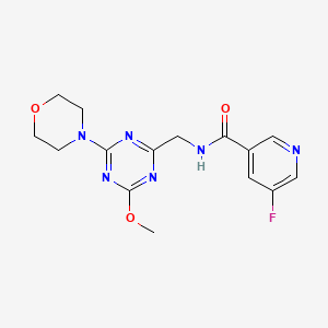 molecular formula C15H17FN6O3 B2549725 5-氟-N-((4-甲氧基-6-吗啉-1,3,5-三嗪-2-基)甲基)烟酰胺 CAS No. 2034353-86-9