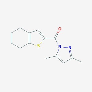 molecular formula C14H16N2OS B254973 3,5-dimethyl-1-(4,5,6,7-tetrahydro-1-benzothien-2-ylcarbonyl)-1H-pyrazole 